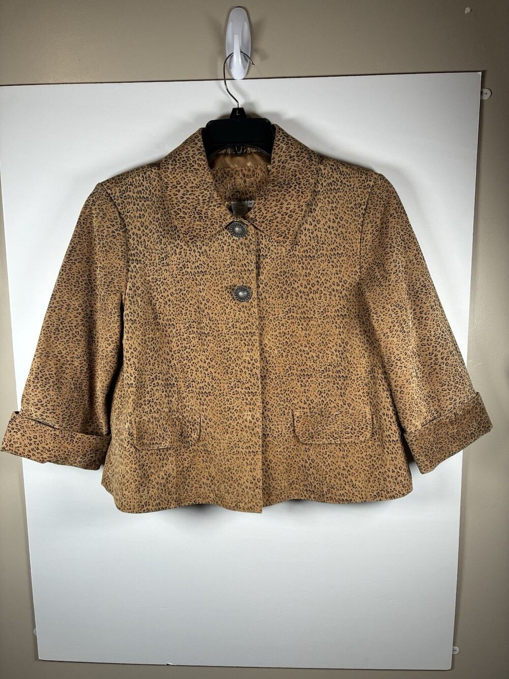 Live A Little M Leopard Print Genuine Leather Cropped Jacket Mob Wife Boho
